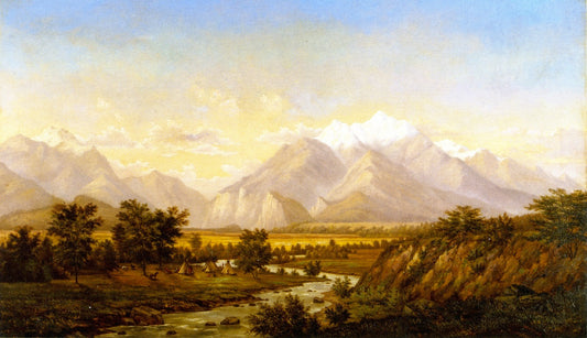 Estes Park, Colorado Landscape with Ute Indian Envampment, vintage artwork by Henry Chapman Ford, 12x8" (A4) Poster