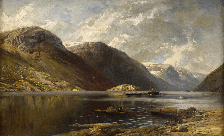 View of a Fjord, vintage artwork by Themistolles von Eckenbrecher, 12x8" (A4) Poster