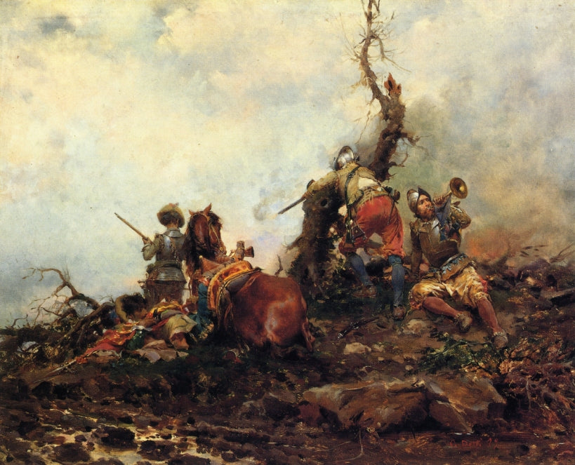 Sounding of the Horn, vintage artwork by Cesare Augusto Detti, 12x8" (A4) Poster