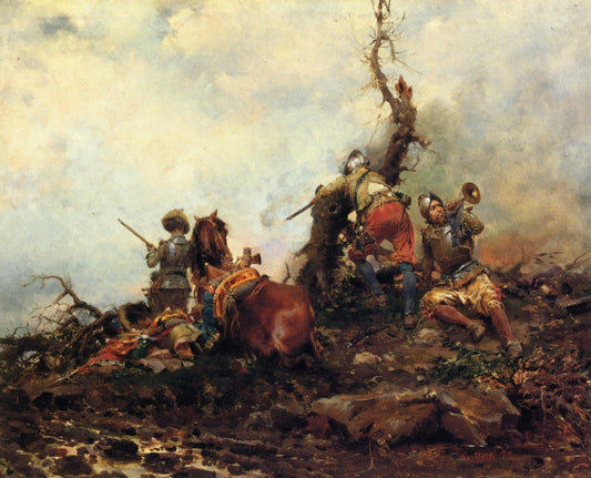 Sounding of the Horn, vintage artwork by Cesare Augusto Detti, 12x8" (A4) Poster