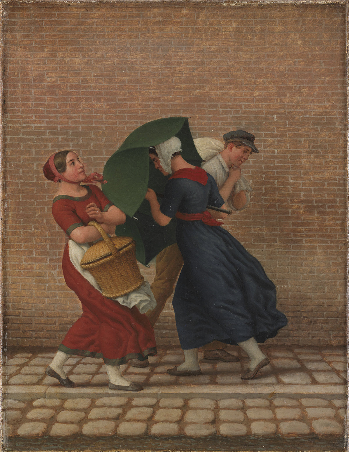 Street Scene in Windy and Rainy Weather, vintage artwork by Christoffer Wilhelm Eckersberg, 12x8" (A4) Poster