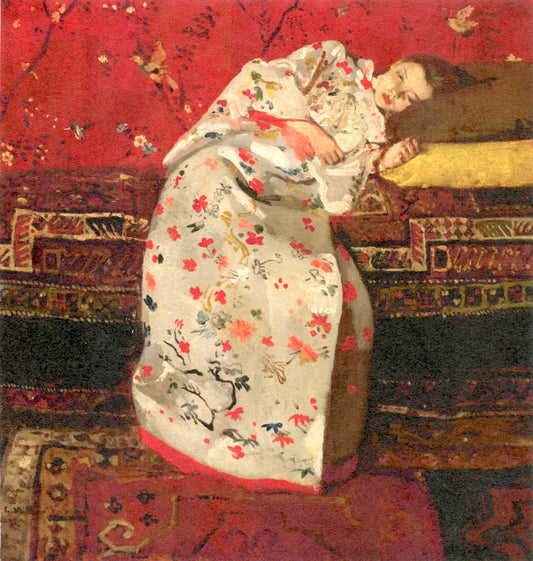 Girl in a White Kimono, vintage artwork by George Hendrik Breitner, 12x8" (A4) Poster