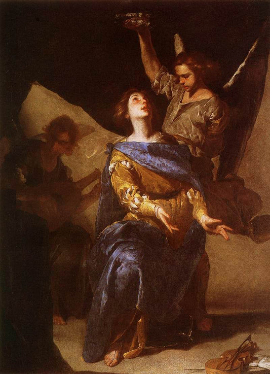 The Ecstasy of Saint Cecilia, vintage artwork by Bernardo Cavallino, 12x8" (A4) Poster