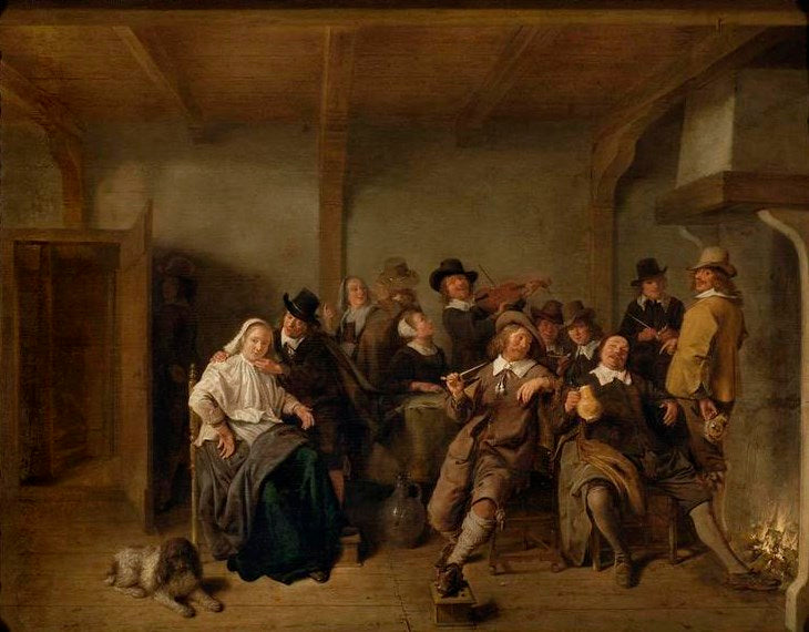 Joyeuse compagnie (Merrymaking), vintage artwork by Jan Miense Molenaer, 12x8" (A4) Poster