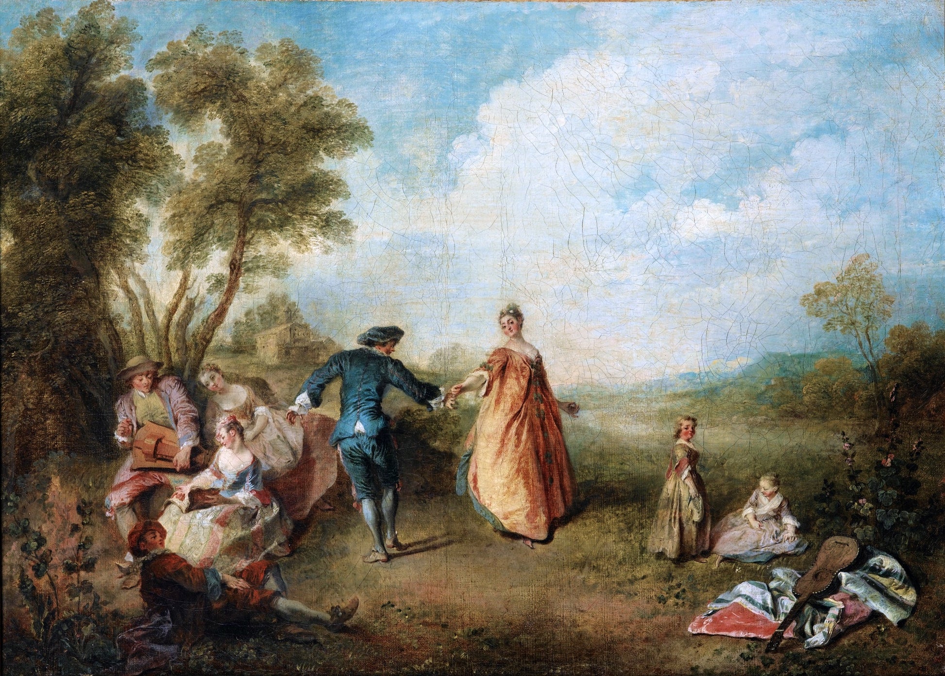 The Enjoyments of the Countryside, vintage artwork by Nicolas Lancret, 12x8" (A4) Poster