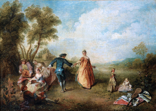 The Enjoyments of the Countryside, vintage artwork by Nicolas Lancret, 12x8" (A4) Poster