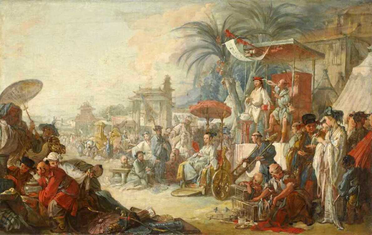 Chinese Fair, vintage artwork by François Boucher, 12x8" (A4) Poster