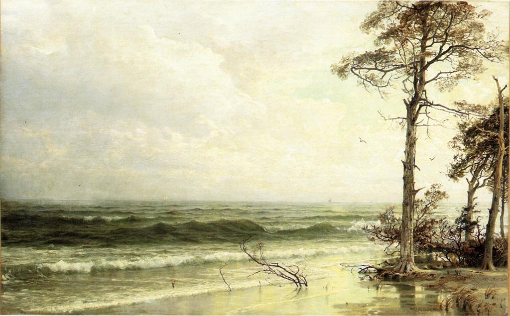 Cedars on the Shore Near Atlantic City, vintage artwork by William Trost Richards, 12x8" (A4) Poster