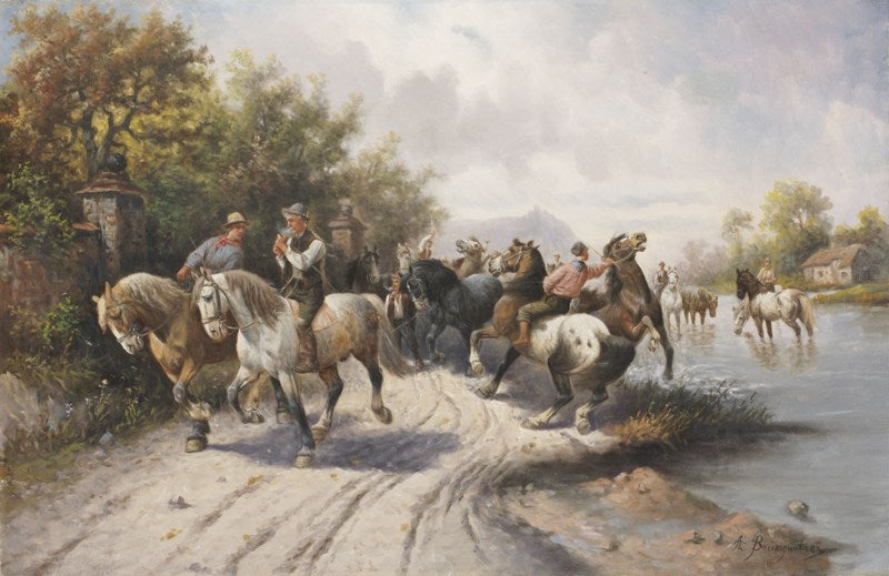 Horse Ride, vintage artwork by Constantin Stoiloff, 12x8" (A4) Poster