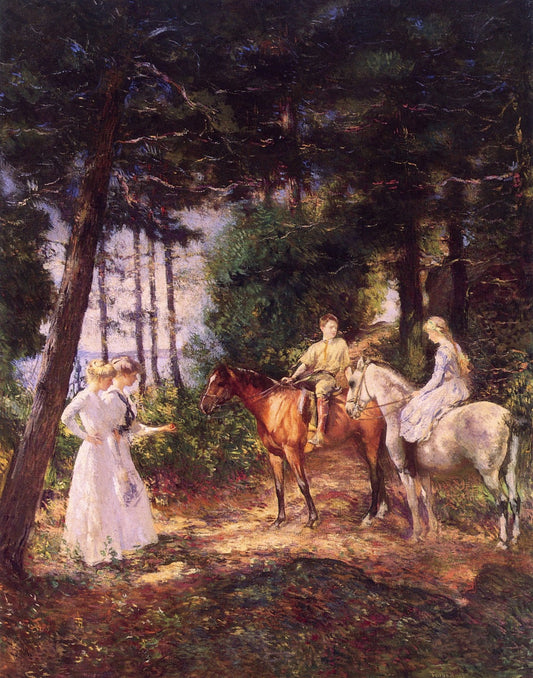 My Children in the Woods, vintage artwork by Edmund Tarbell, 12x8" (A4) Poster