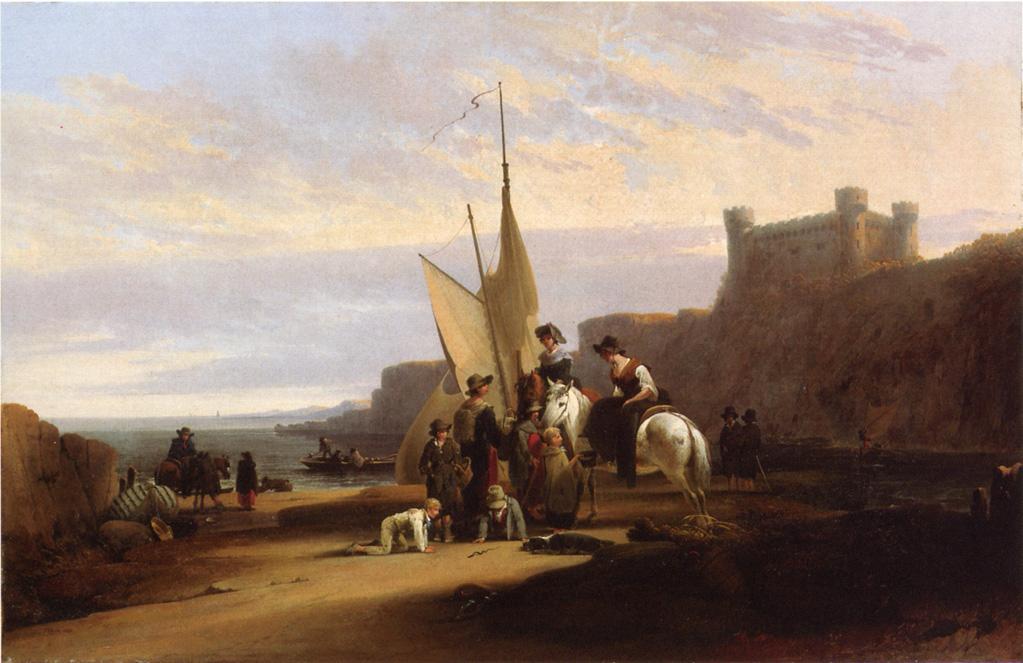 The Fisherman's Lanndings, vintage artwork by Joshua Shaw, 12x8" (A4) Poster