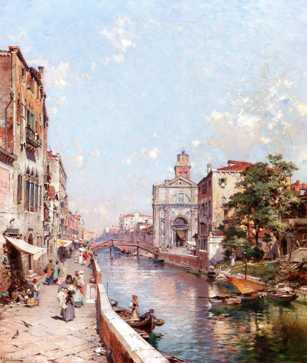 Rio San Geronimo, Venezia, vintage artwork by Franz Richard Unterberger, 12x8" (A4) Poster