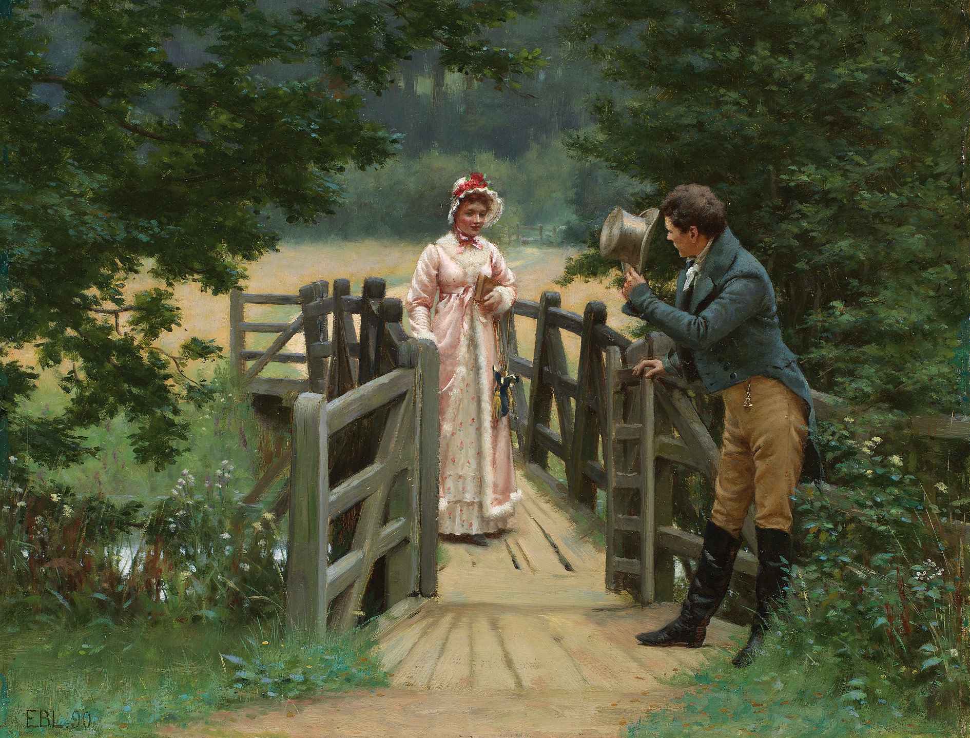 The Gallant Suitor, vintage artwork by Edmund Blair Leighton, 12x8" (A4) Poster