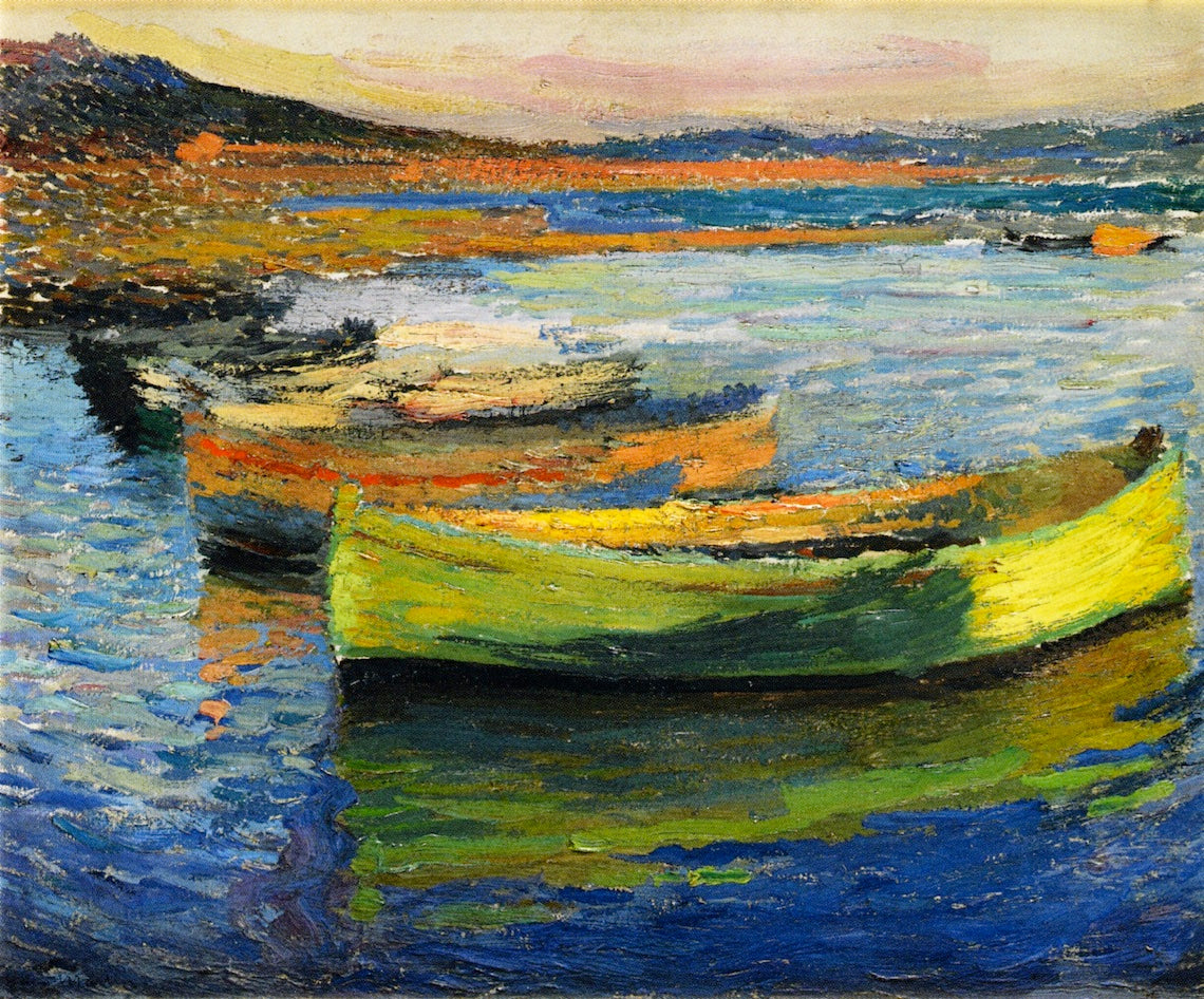 Boats near Collioure, vintage artwork by Henri Martin, 12x8" (A4) Poster