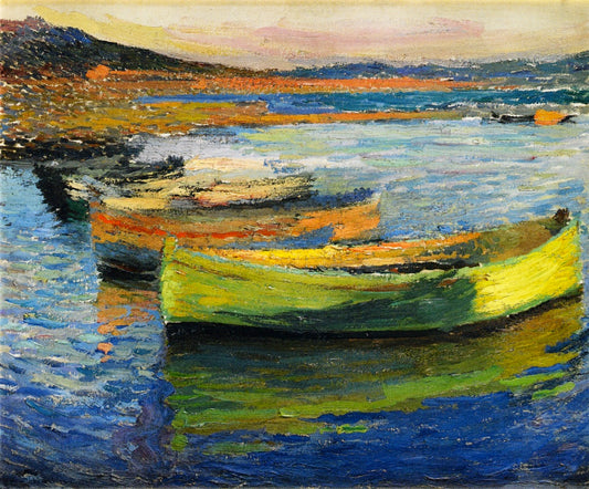 Boats near Collioure, vintage artwork by Henri Martin, 12x8" (A4) Poster