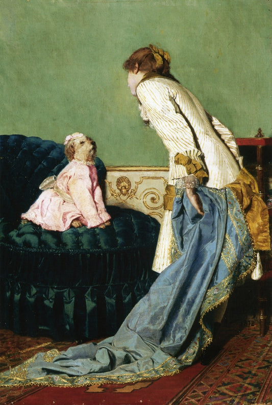 Scolding the Dog, vintage artwork by Pierto Volpes, 12x8" (A4) Poster