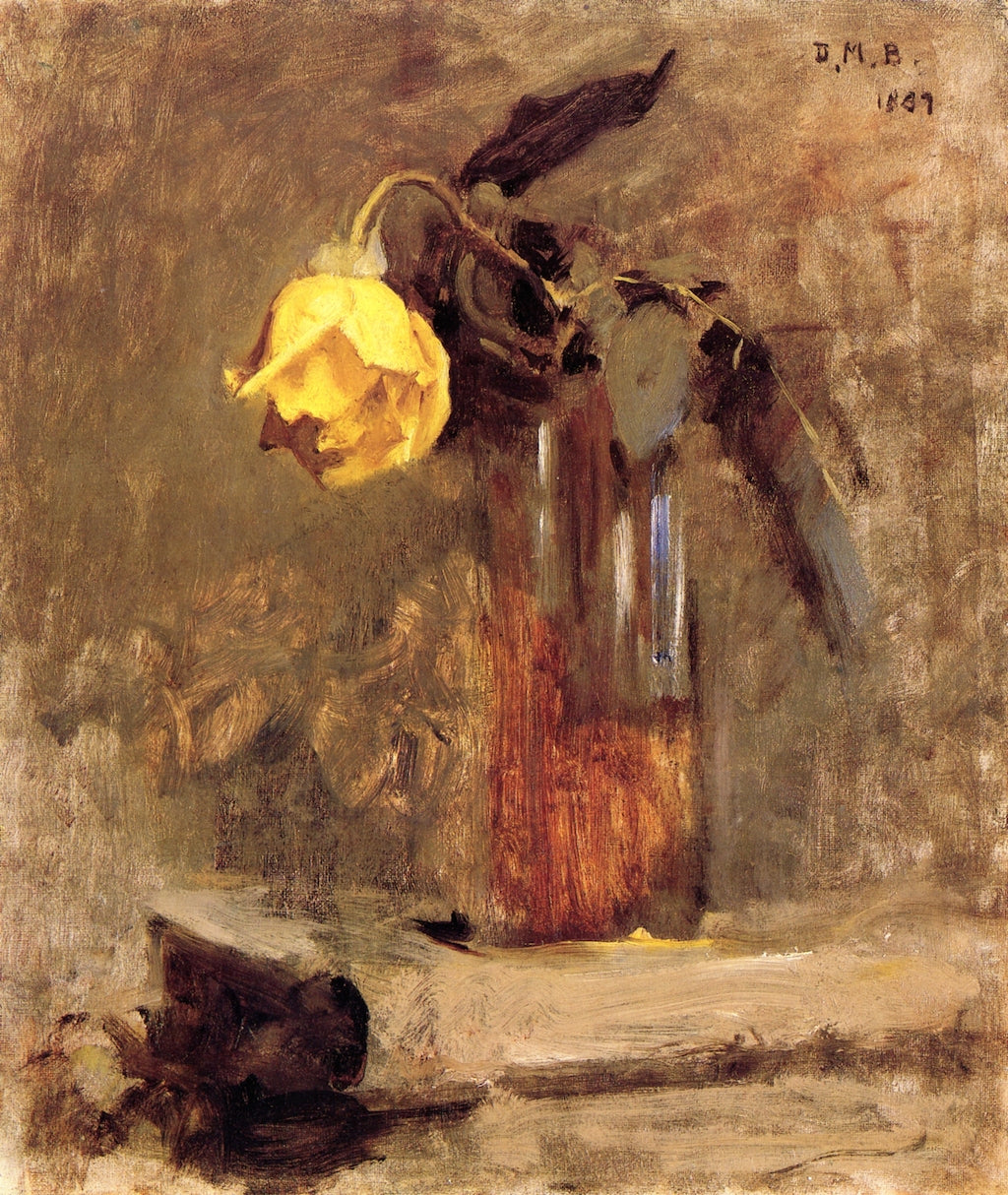 Vase with Yellow Rose by Dennis Miller Bunker,A3(16x12")Poster