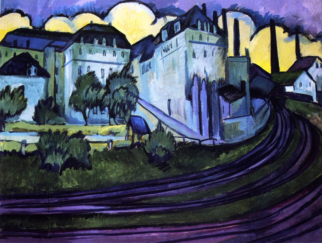 Einfahrt zum Altstädter Güterbahnhof Dresden, vintage artwork by Ernst Ludwig Kirchner, 12x8" (A4) Poster