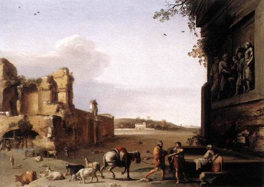 Ruins of Ancient Rome, vintage artwork by Cornelis van Poelenburgh, 12x8" (A4) Poster
