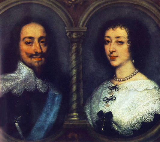 Charles I of England and Henrietta of France, vintage artwork by Anthony van Dyck, 12x8" (A4) Poster