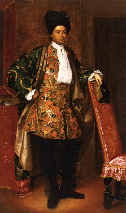 Portrait of Count Giovanni Battista Vailetti, vintage artwork by Giuseppe Ghislandi, 12x8" (A4) Poster