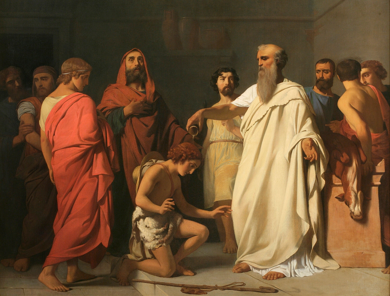 The Annointing of David by  Samuel, vintage artwork by François-Leon Benouville, A3 (16x12") Poster Print