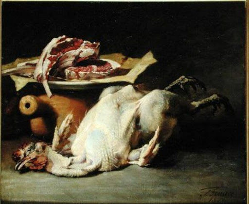 Nature Morte à la Volaille, vintage artwork by Guillaume-Romain Fouace, 12x8" (A4) Poster