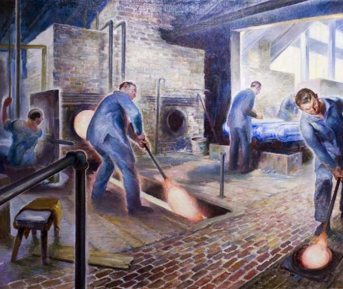 Off-Hand Blowing Glass by Edmund Marion Ashe,A3(16x12")Poster