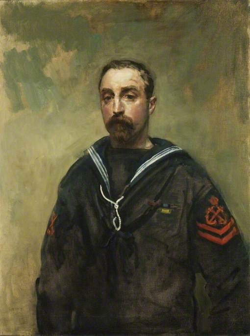 Petty Officer E. Pitcher, vintage artwork by Ambrose McEvoy, 12x8" (A4) Poster