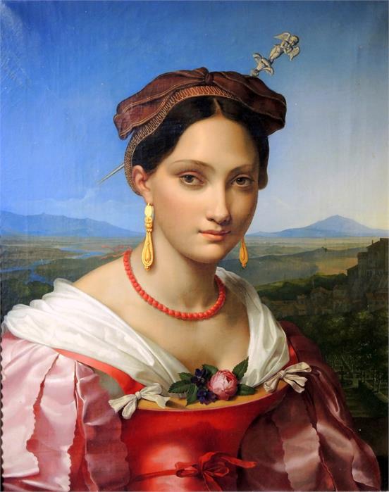 Beautiful Italian Woman, vintage artwork by Johann Friedrich Overbeck, 12x8" (A4) Poster