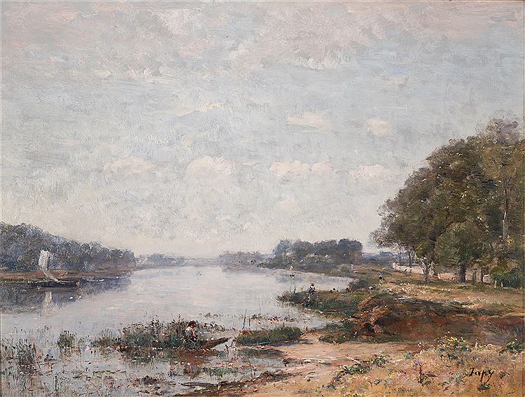 Banks of the Seine, vintage artwork by Louis-Aime Japy, 12x8" (A4) Poster