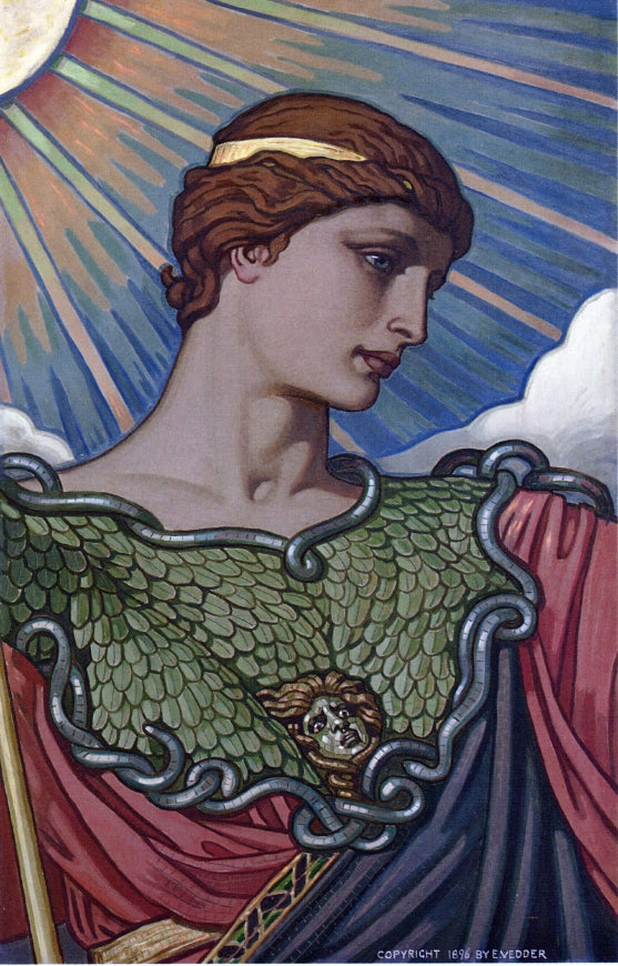 Minerva of Peace; study for the mosic mural, vintage artwork by Elihu Vedder, 12x8" (A4) Poster