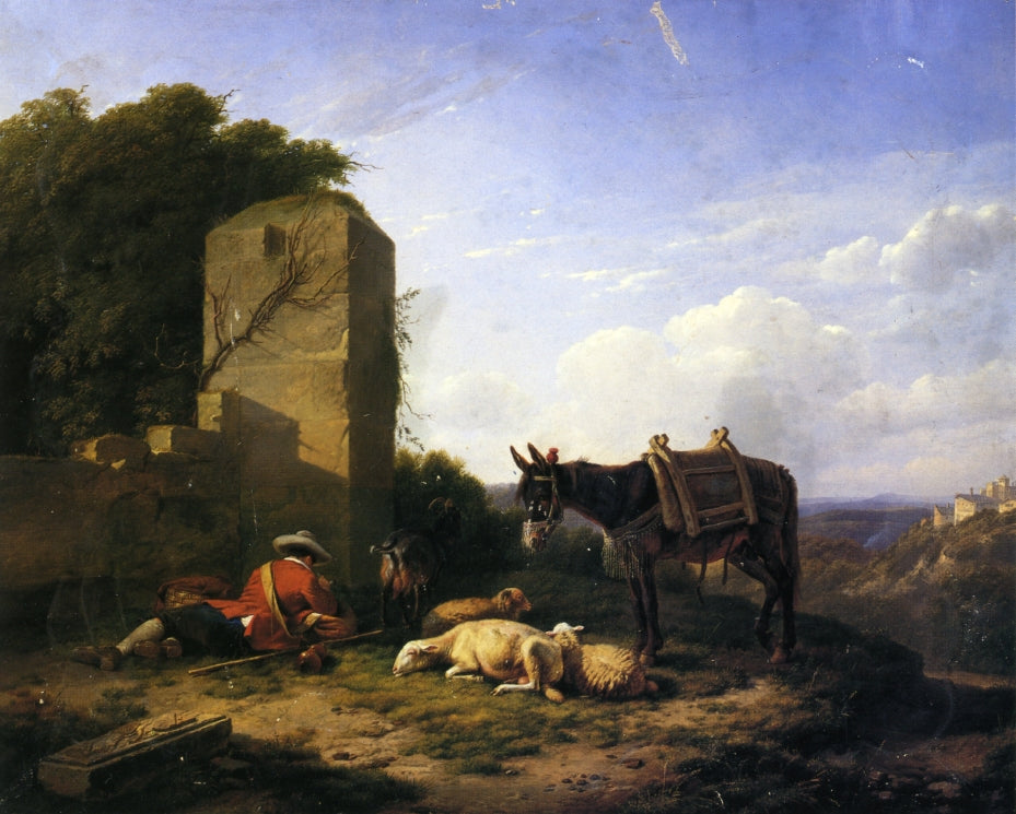 Shepherd's Rest, vintage artwork by Eugene Verboeckhoven, A3 (16x12") Poster Print