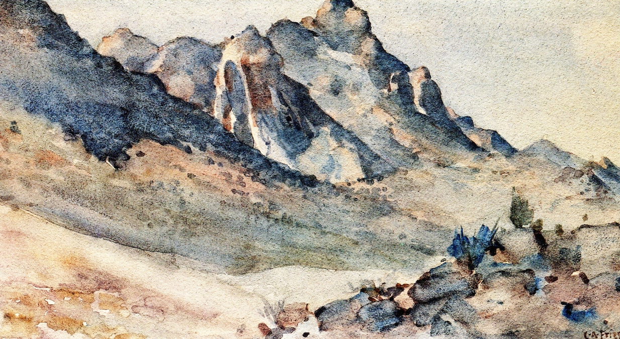 Desert and Mountains, vintage artwork by Charles A. Fries, 12x8" (A4) Poster