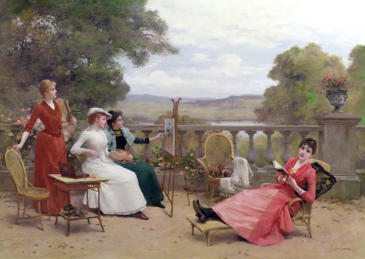 The art lesson, vintage artwork by Jules Frederic Ballavoine, 12x8" (A4) Poster
