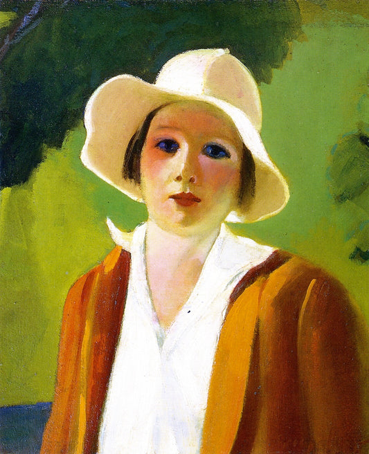 Lady with White Hat, vintage artwork by George Luks, 12x8" (A4) Poster