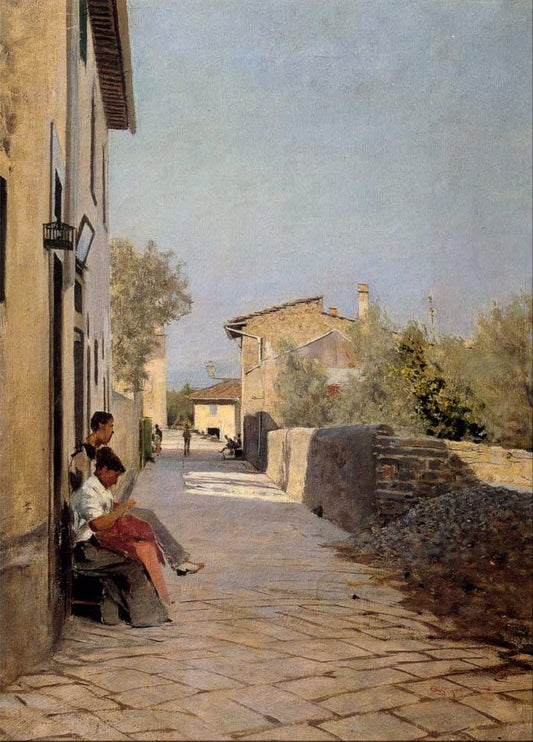 Stradina di Settignano, vintage artwork by Telemaco Signorini, 12x8" (A4) Poster
