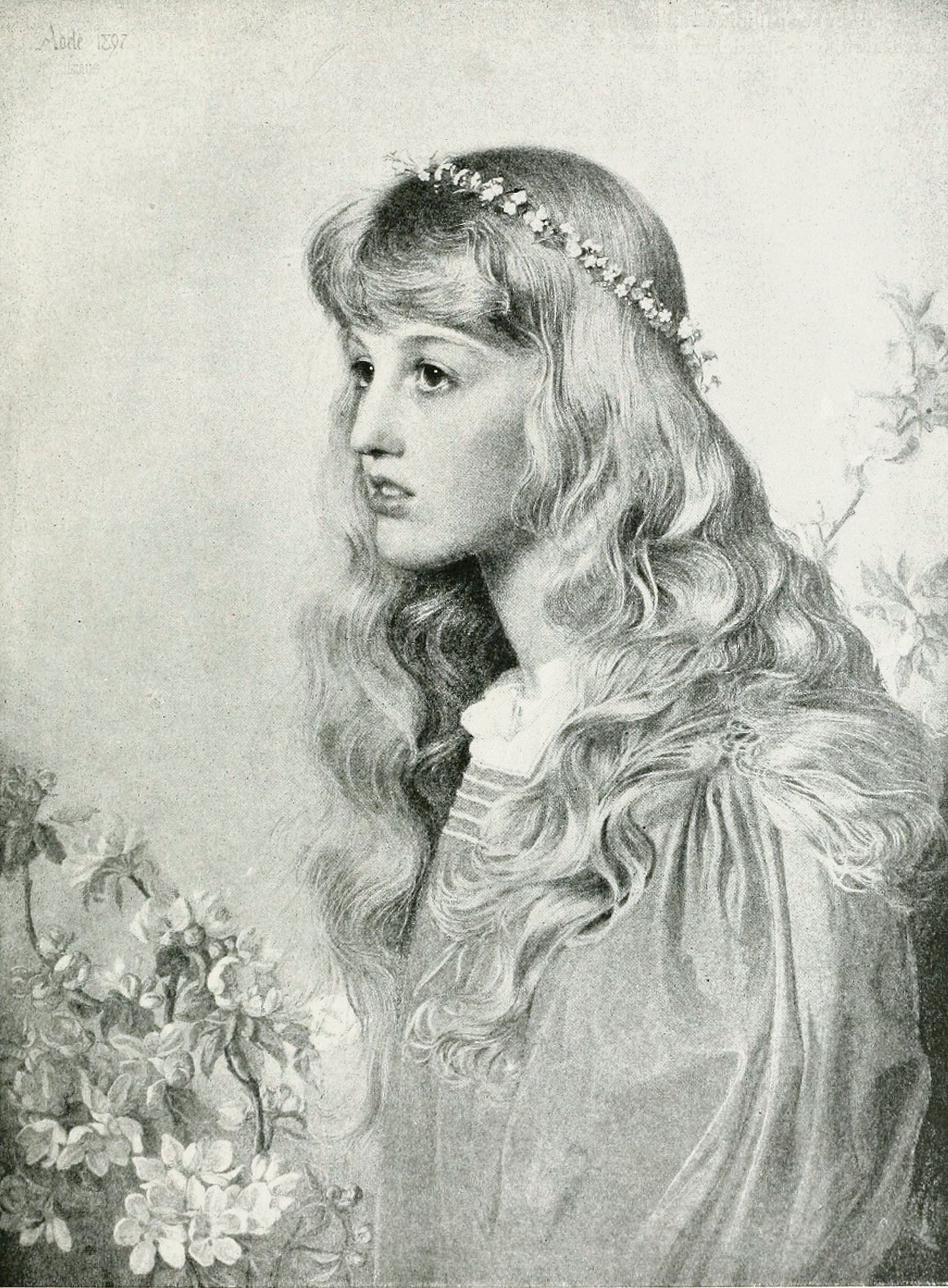 Portrait Study of Adele, vintage artwork by Anthony Frederick Sandys, 12x8" (A4) Poster