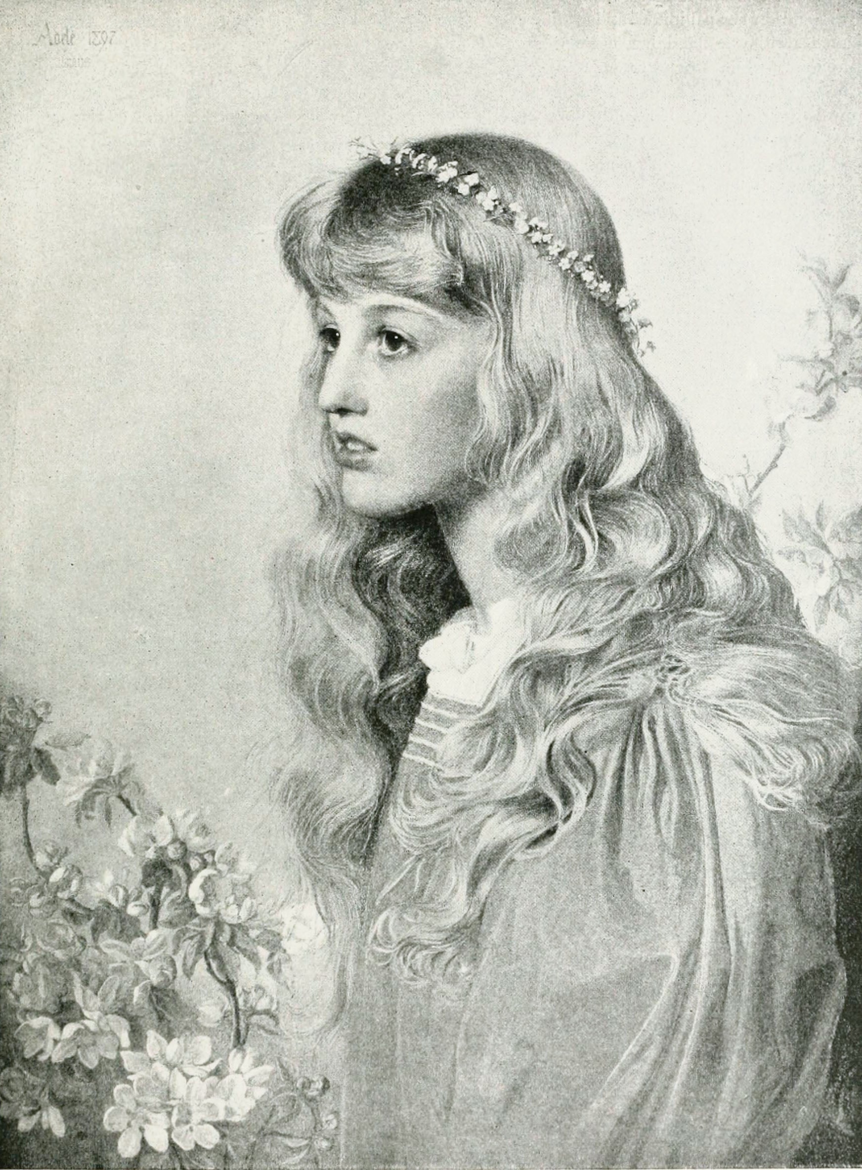 Portrait Study of Adele, vintage artwork by Anthony Frederick Sandys, 12x8" (A4) Poster