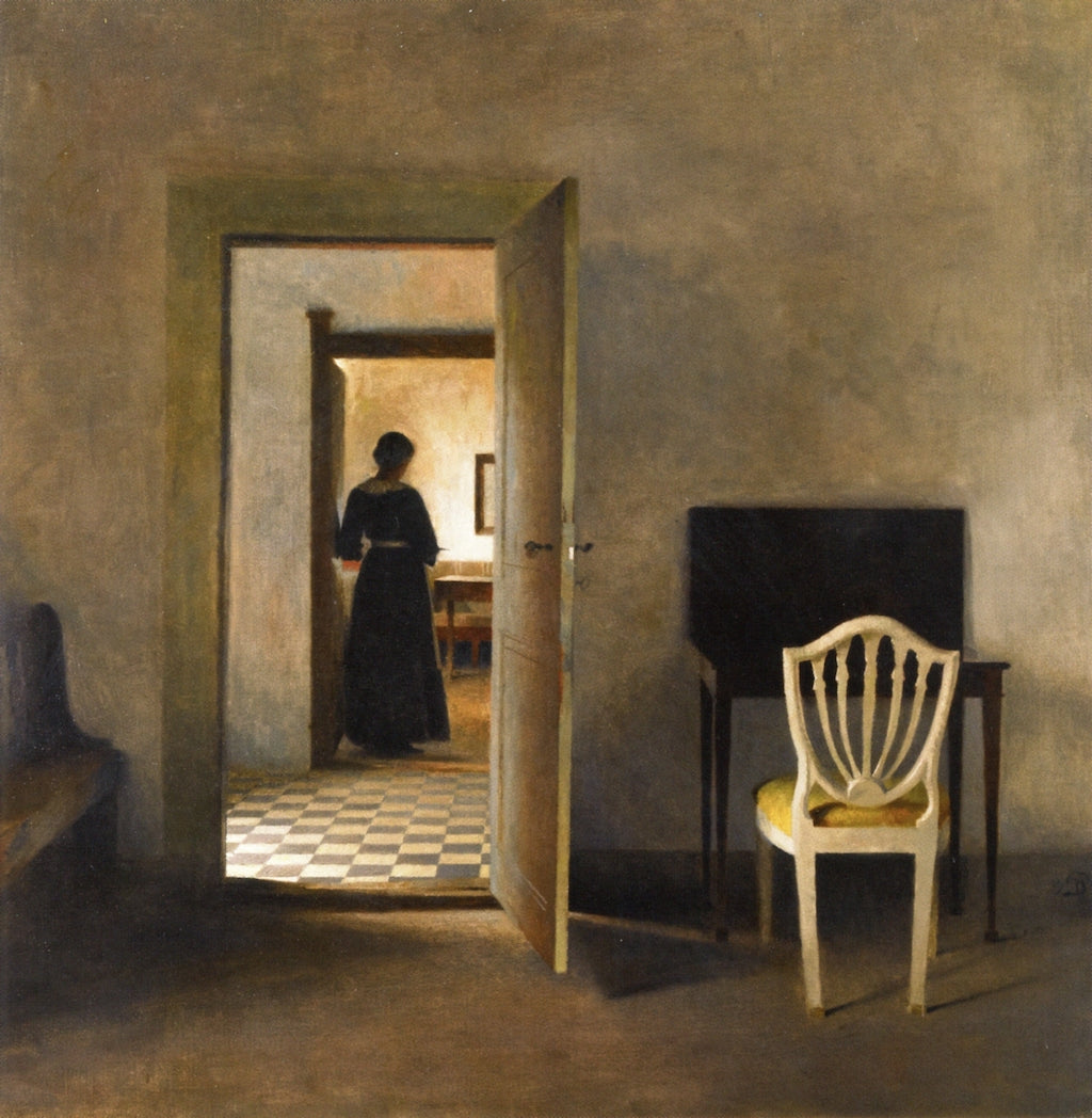 Interior with White Chair, vintage artwork by Peter Ilsted, 12x8" (A4) Poster