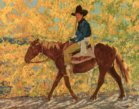 A Ride in Autumn, vintage artwork by Walter Ufer, 12x8" (A4) Poster