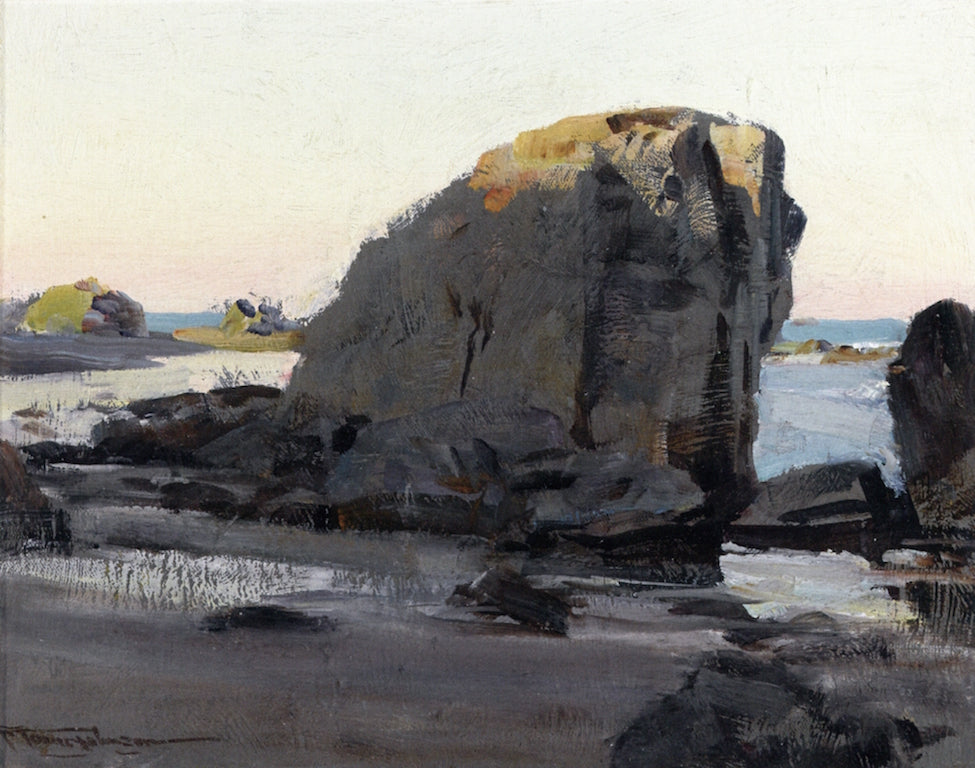 Morro Bay, Rock, vintage artwork by Frank Tenney Johnson, 12x8" (A4) Poster