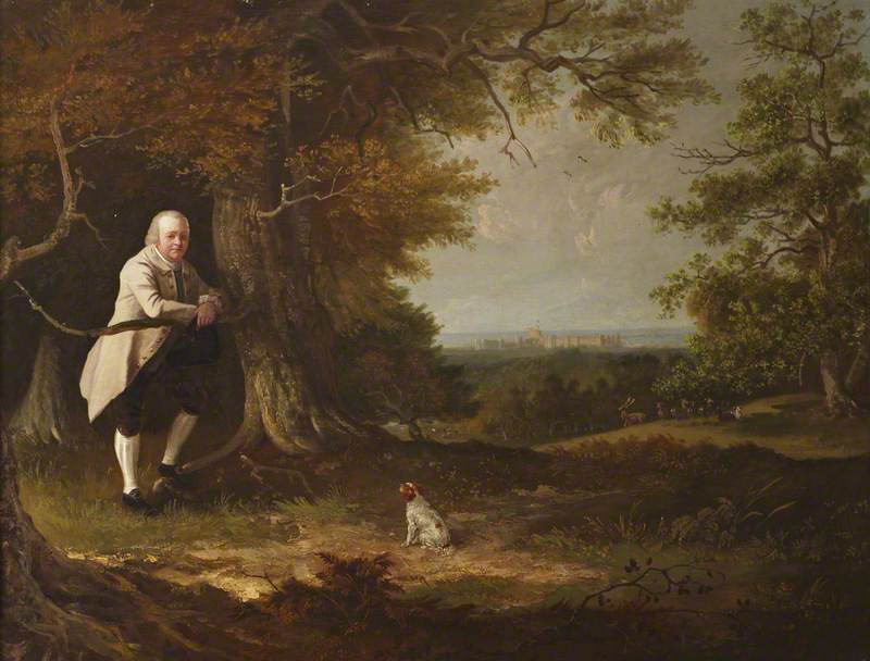 John Carbonell in the Grounds of His House at Windsor, vintage artwork by Johann Zoffany, 12x8" (A4) Poster