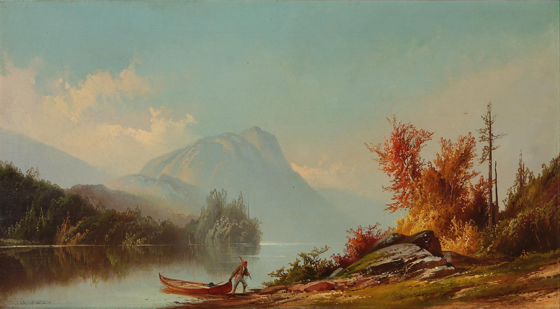 Figure with Canoe, vintage artwork by George Frederick Bensell, 12x8" (A4) Poster