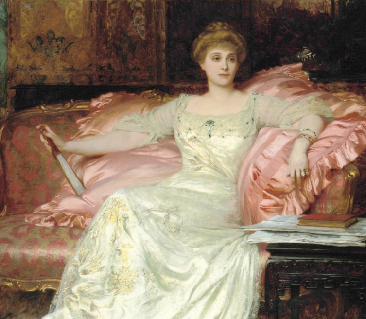 Portrait of Mrs. W. K. D'Arcy, vintage artwork by Sir Francis Bernard (Frank) Dicksee, 12x8" (A4) Poster