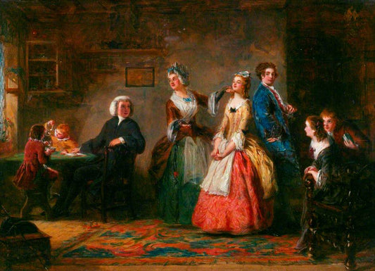 Measuring Heights  (from Oliver Goldsmith's 'The Vicar of Wakefield'), vintage artwork by William Powell Frith, A3 (16x12") Poster Print