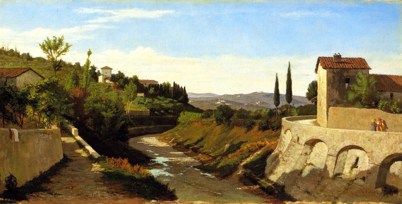 Feisole, vintage artwork by Elihu Vedder, 12x8" (A4) Poster