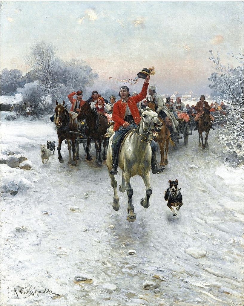 The Wedding Train, vintage artwork by Alfred von Wierusz-Kowalski, 12x8" (A4) Poster