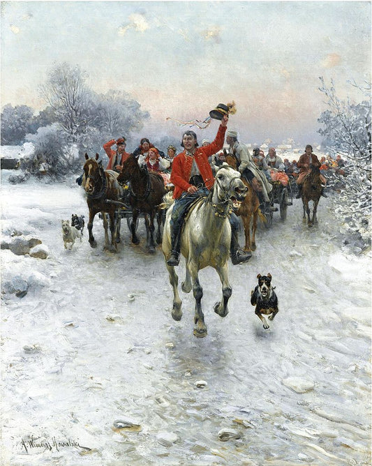 The Wedding Train, vintage artwork by Alfred von Wierusz-Kowalski, 12x8" (A4) Poster