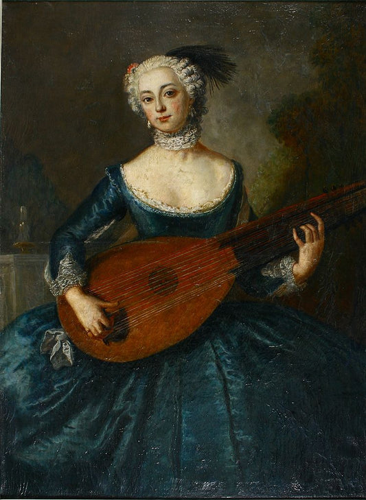 Portrait of Eleonoire von Kayserlingt, vintage artwork by Antoine Pesne, 12x8" (A4) Poster